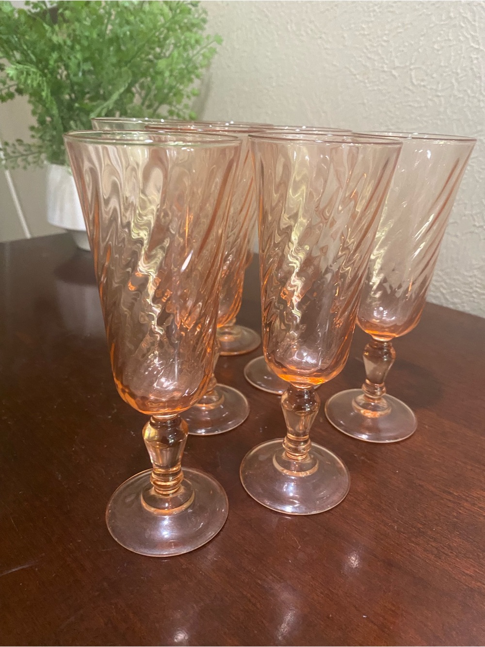 Vintage, Set of 7, Luminarc ROSALINE Champagne Flutes, Made in France - Picture 7 of 8